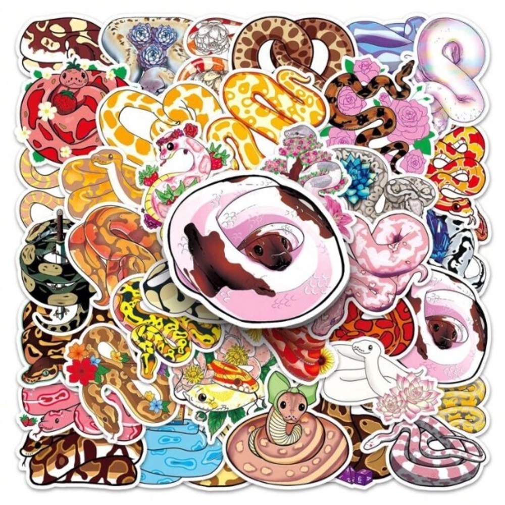 50 multicolor snake vinyl stickers decor laptop cup scrapbook luggage mug helmet - Picture 2 of 6